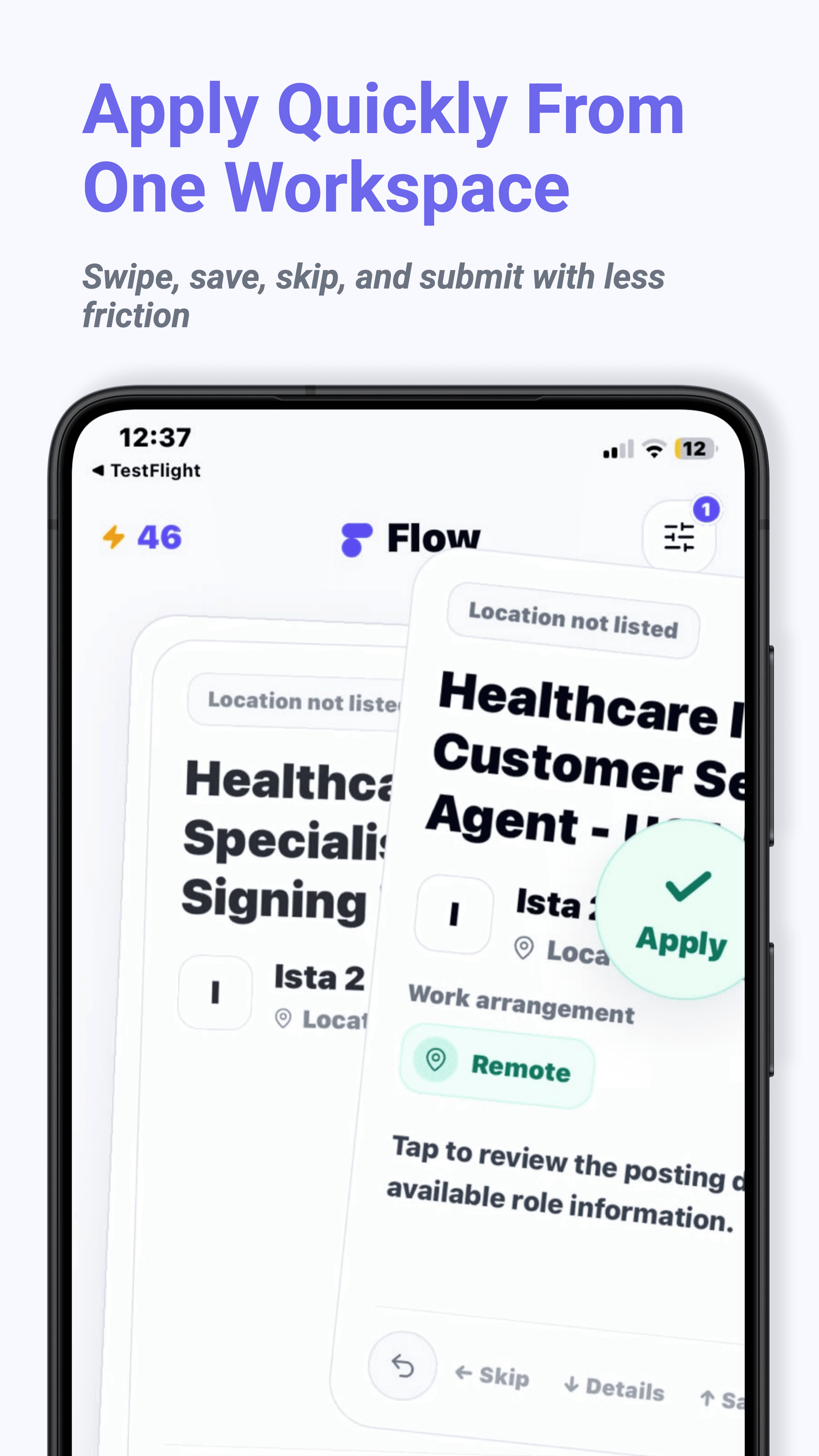 Flow Android auto apply screen