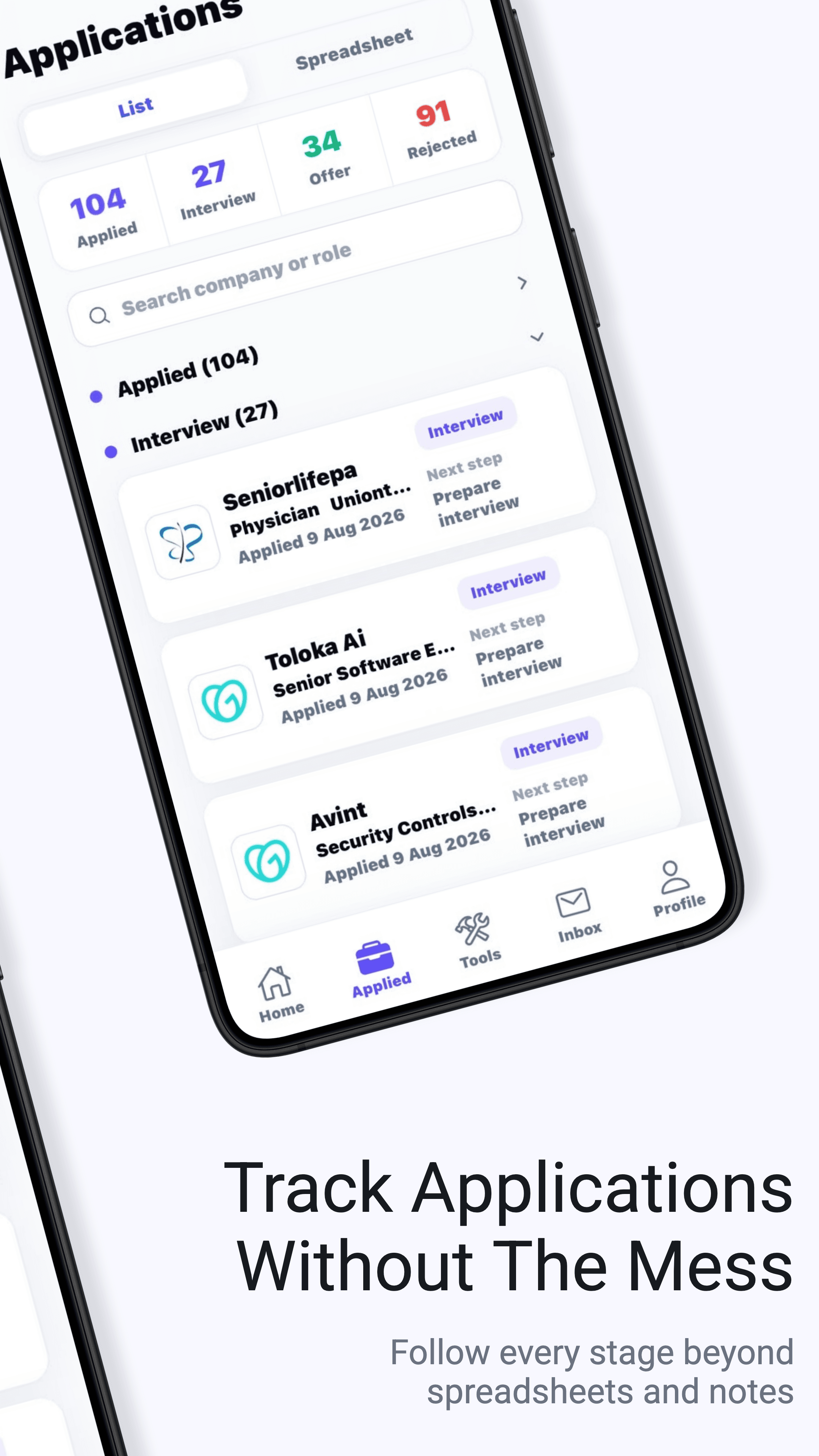 Flow Android application tracking screen