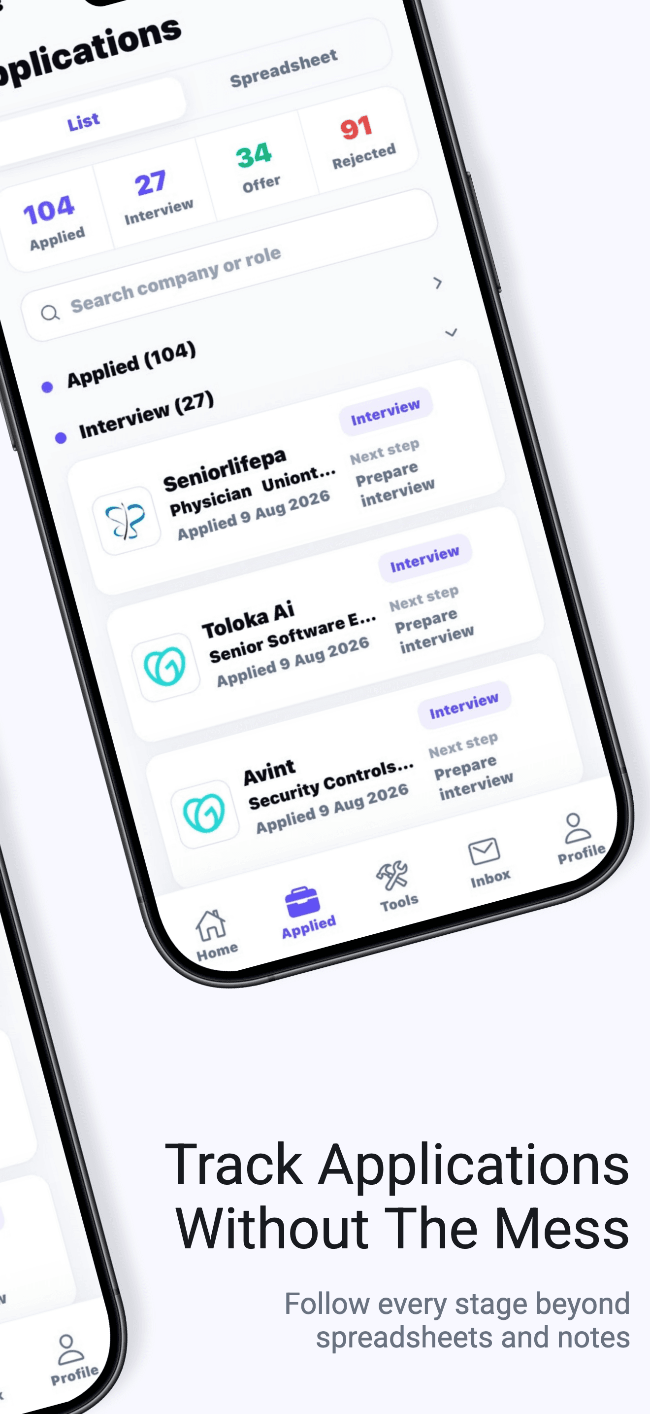 Flow iPhone application tracking screen