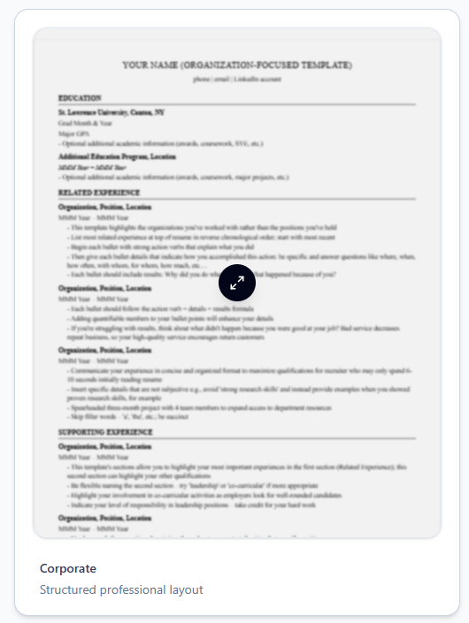 Technical resume template preview