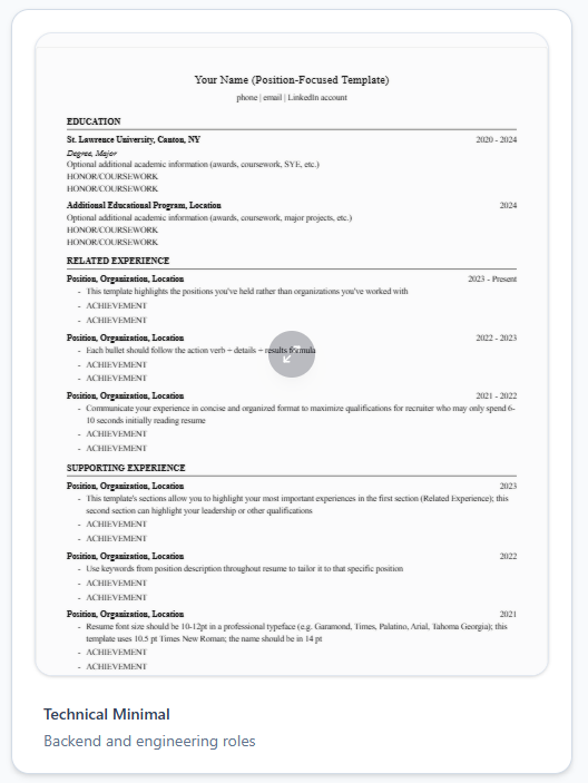 Corporate resume template preview